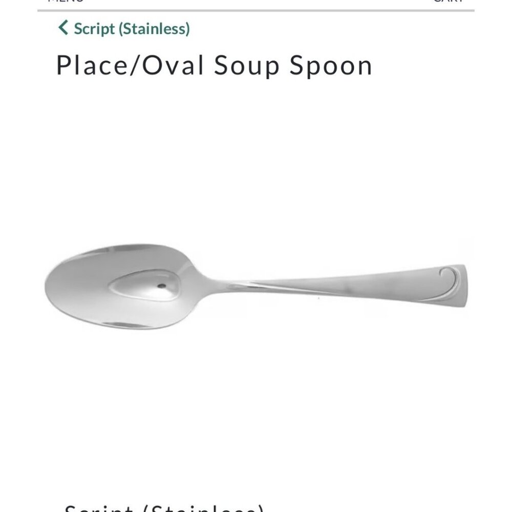 Oneida Silver Place/Oval Soup Spoon 4-Piece Set Stainless Steel Script Pattern